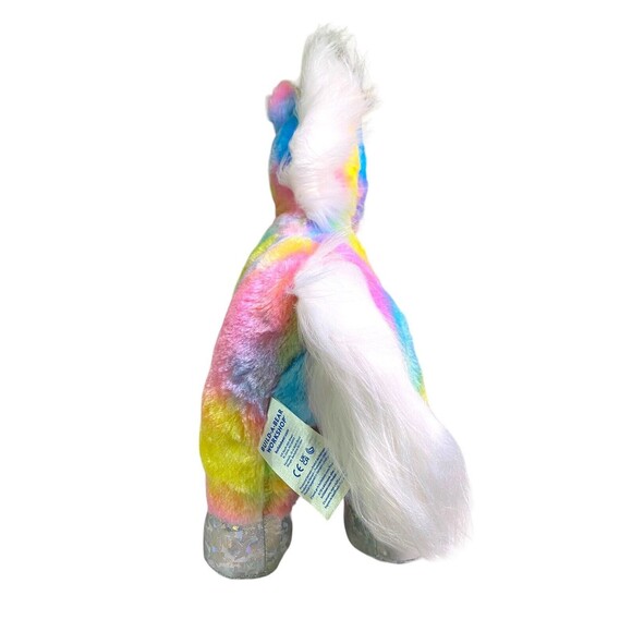 Build a Bear Rainbow Unicorn Tie-Dye Plush 17” Tall Sparkly Metallic Hooves/Horn - Picture 5 of 11